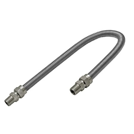 Flextron Gas Line Hose 5/8'' O.D. x 36'' Length with 1/2" MIP Fittings, Stainless Steel Flexible Connector FTGC-SS12-36A